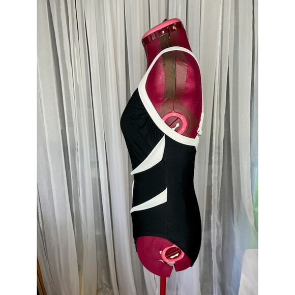 Carol Wior one piece swimsuit Vintage black white underwire - Picture 5 of 12